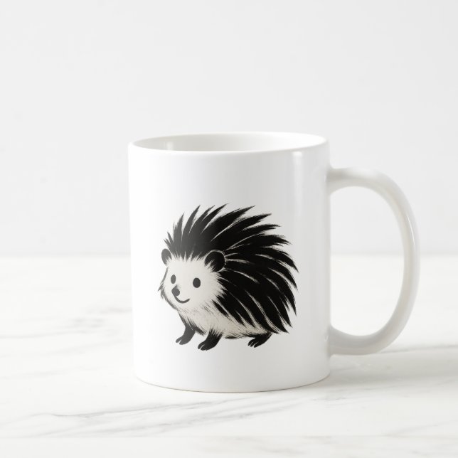 Minimalistischer Igel - Schwarzes Farbmuster Kaffeetasse (Rechts)