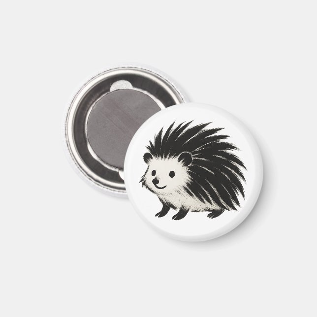 Minimalistischer Igel - Schwarzes Farbmuster Magnet (Vorderseite/Rückseite)