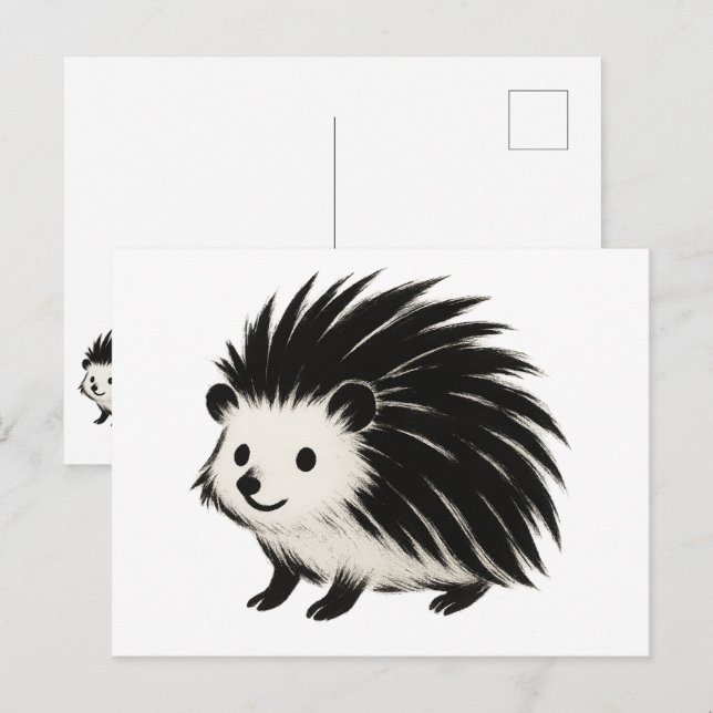 Minimalistischer Igel - Schwarzes Farbmuster Postkarte (Vorne/Hinten)