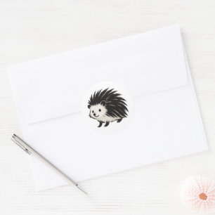 Minimalistischer Igel - Schwarzes Farbmuster Runder Aufkleber