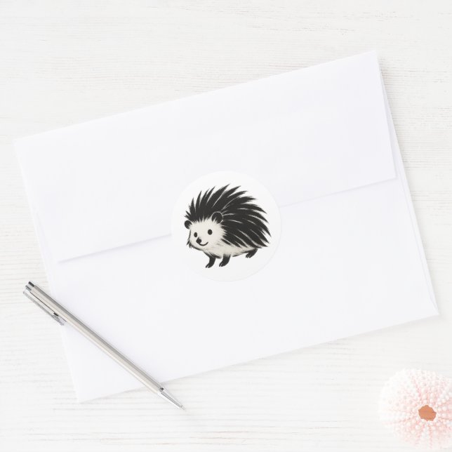 Minimalistischer Igel - Schwarzes Farbmuster Runder Aufkleber (Umschlag)