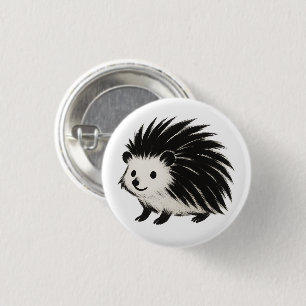 Minimalistischer Igel – Tierdesign mit schwarzer T Button