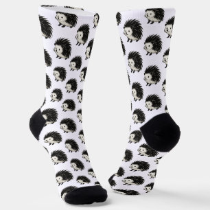 Minimalistischer Igel – Tierdesign mit schwarzer T Socken