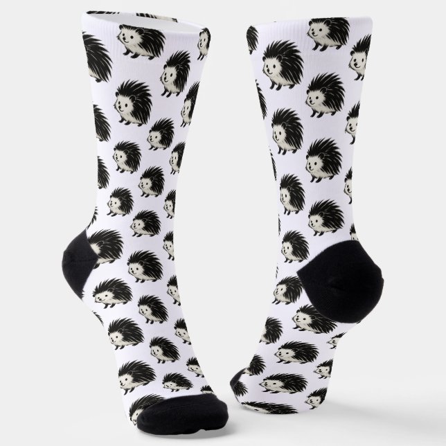 Minimalistischer Igel – Tierdesign mit schwarzer T Socken (Gewinkelt)