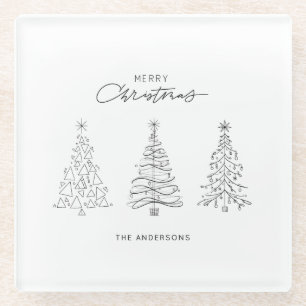 Minimalistischer Individuelle Name der Weihnachtsb Glasuntersetzer