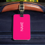 Minimalistischer individuelle Name Gepäckanhänger<br><div class="desc">Minimalistischer,  rosa Fuchsia individuelle Name Text oder Monogramm personalisierter Gepäckträger</div>