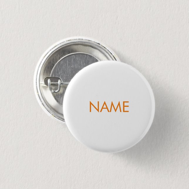 Minimalistischer Individuelle Name orange Button (Vorne & Hinten)