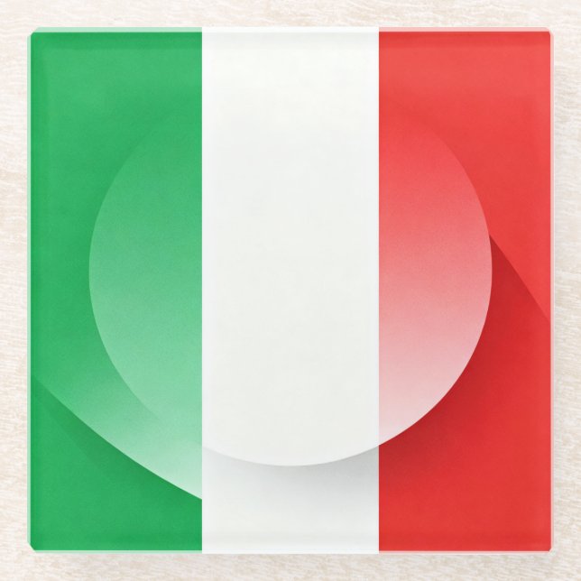 Minimalistischer italienischer Flaggen-Untersetzer Glasuntersetzer (Vorderseite)