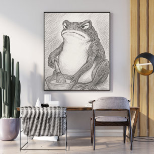 Minimalistischer japanischer Frosch-Kunstprint M Poster