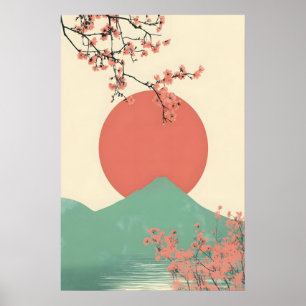 Minimalistischer japanischer Kirschblüten-Kunstpri Poster
