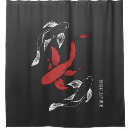 Minimalistischer japanischer Koi Fish handGezeichn Duschvorhang