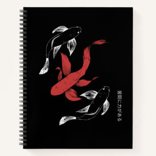 Minimalistischer japanischer Koi Fish handGezeichn Notizbuch