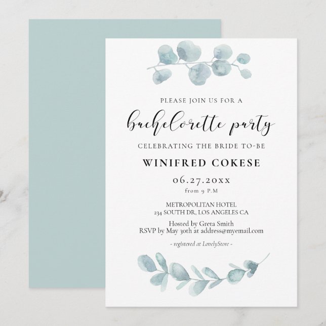 Minimalistischer Junggeselinnen-Abschied Einladung (Vorne/Hinten)