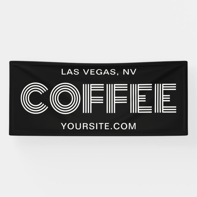 Minimalistischer Kaffee in Schwarz und Weiß Banner (Horizontal)