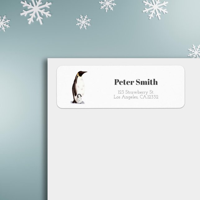 Minimalistischer Kaiser Pinguin und Rücksendeadres (Von Creator hochgeladen)