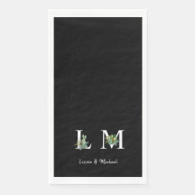 Minimalistischer Kaktus Monogramm Name Schwarz