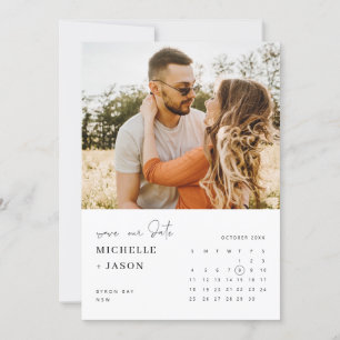 Minimalistischer Kalender Foto Save the Date Einladung