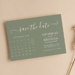 Minimalistischer Kalender Save The Date<br><div class="desc">Moderne Minimalistische Sage Green Calendar Hochzeit speichern das Datum. Einfach personalisieren,  indem Sie jede Information ersetzen. Bewegen Sie den Kreis,  indem Sie auf den Link Weitere Anpassung. Stellen Sie sicher,  dass Sie die Vorschau vor dem Hinzufügen zum Warenkorb Karo haben.</div>