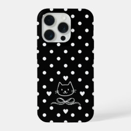 Minimalistischer Katzen-Punktedruck iPhone 15 Pro Hülle