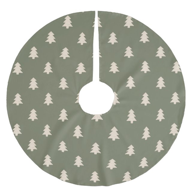 Minimalistischer Kiefernbaum Neutral Boho Farmhous Polyester Weihnachtsbaumdecke (Vorderseite)