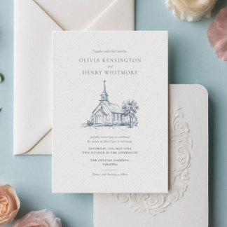 Minimalistischer Kirchenort Sketch Klassische Hoch Einladung