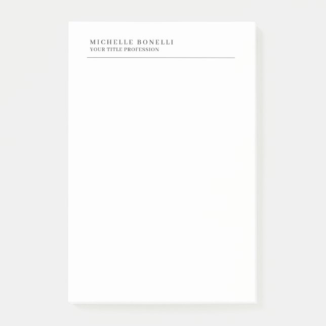 Minimalistischer Klassischer Einfacher Professione Post-it Klebezettel (Vorderseite)
