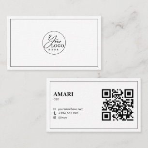 Minimalistischer klassischer Schwarzweiß-Logo-QR-C Visitenkarte