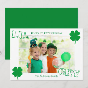 Minimalistischer Kleeblatt-Foto-St.-Patricks-Tag  Feiertagskarte