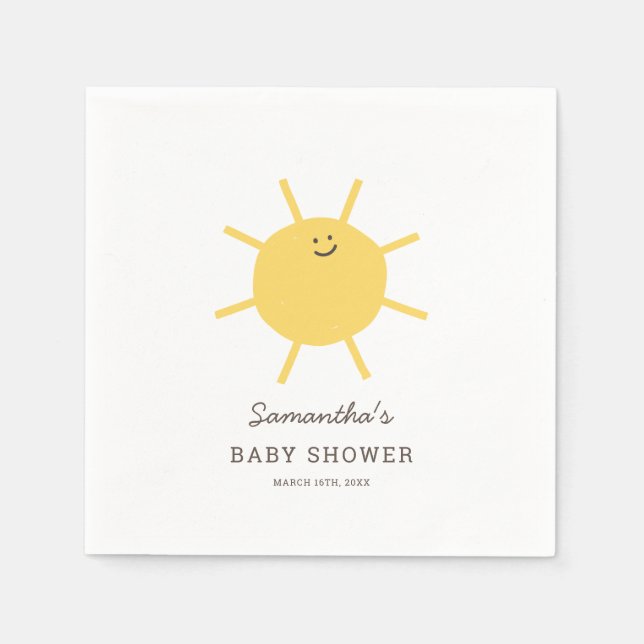 Minimalistischer kleiner Sonnenschein-Babydusche Serviette (Vorderseite)