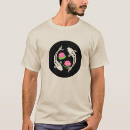 Minimalistischer Koi-Fisch-Wirbel mit Wasserlilien T-Shirt