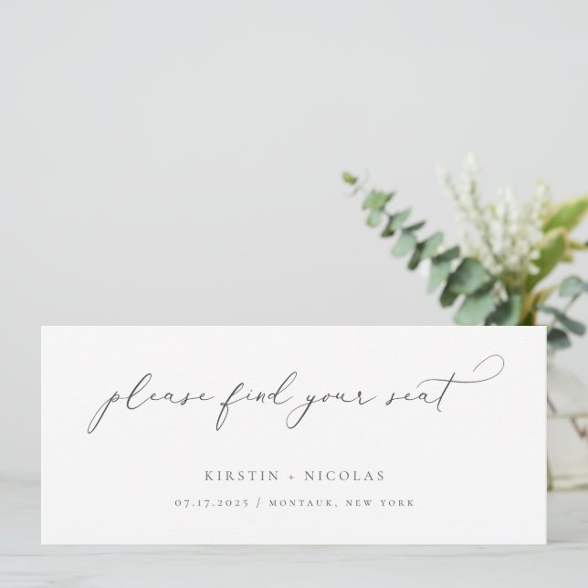 Minimalistischer Kopfkassenkarten für Hochzeitstis Einladung (Stehend Vorderseite)