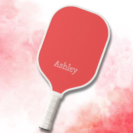 Minimalistischer Korallenroter Name Modern Pickleball Schläger