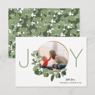 Minimalistischer Kranz   Joy   Weihnachts-Foto Karte