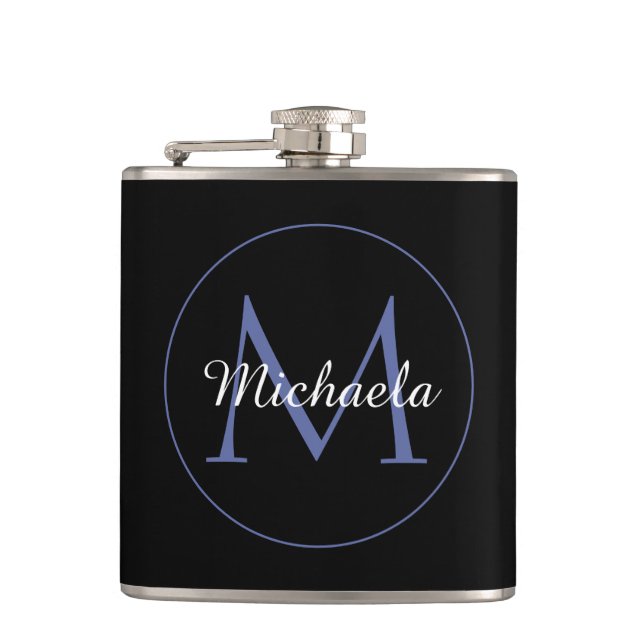 Minimalistischer Kreis moderner Monogramm-Anfangsn Flachmann (Vorderseite)