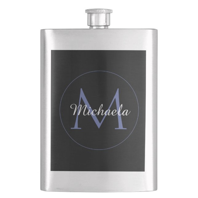 Minimalistischer Kreis moderner Monogramm-Anfangsn Flachmann (Vorderseite)