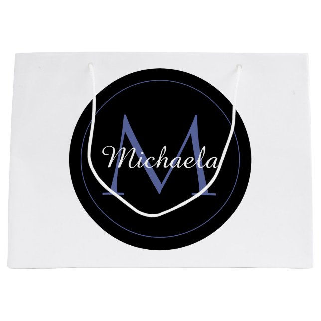 Minimalistischer Kreis moderner Monogramm-Anfangsn Große Geschenktüte (Vorderseite)