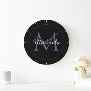 Minimalistischer Kreis moderner Monogramm-Anfangsn Große Wanduhr