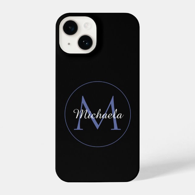 Minimalistischer Kreis moderner Monogramm-Anfangsn iPhone 14 Hülle (Rückseite)