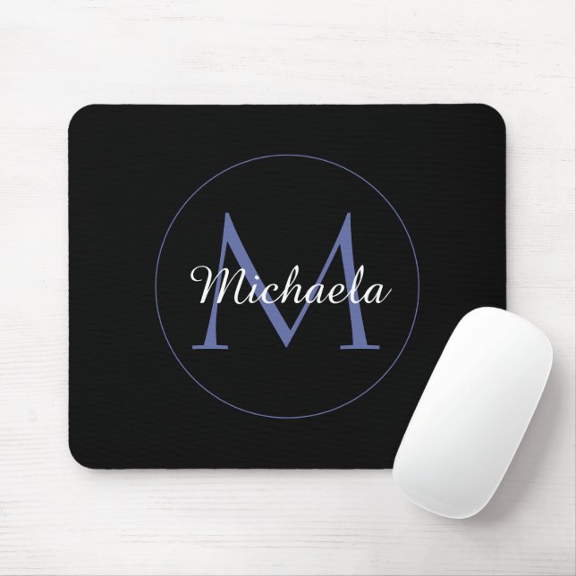 Minimalistischer Kreis moderner Monogramm-Anfangsn Mousepad (Mit Mouse)