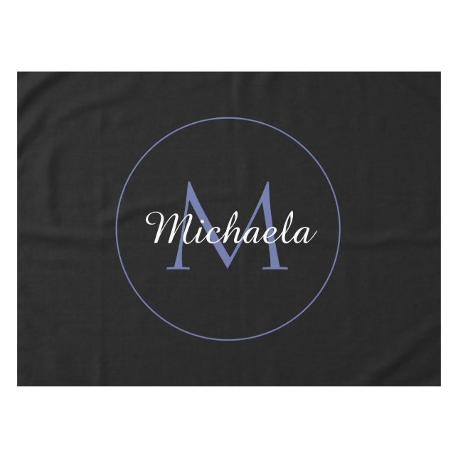Minimalistischer Kreis moderner Monogramm-Anfangsn Tischdecke (Vorderseite (Horizontal))