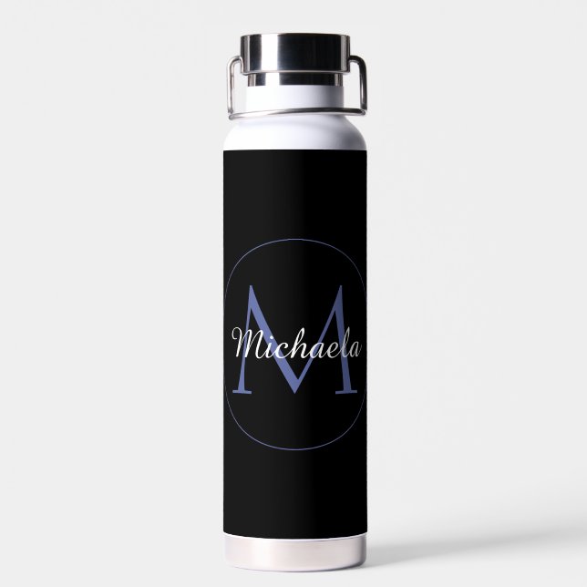 Minimalistischer Kreis moderner Monogramm-Anfangsn Trinkflasche (Rückseite)