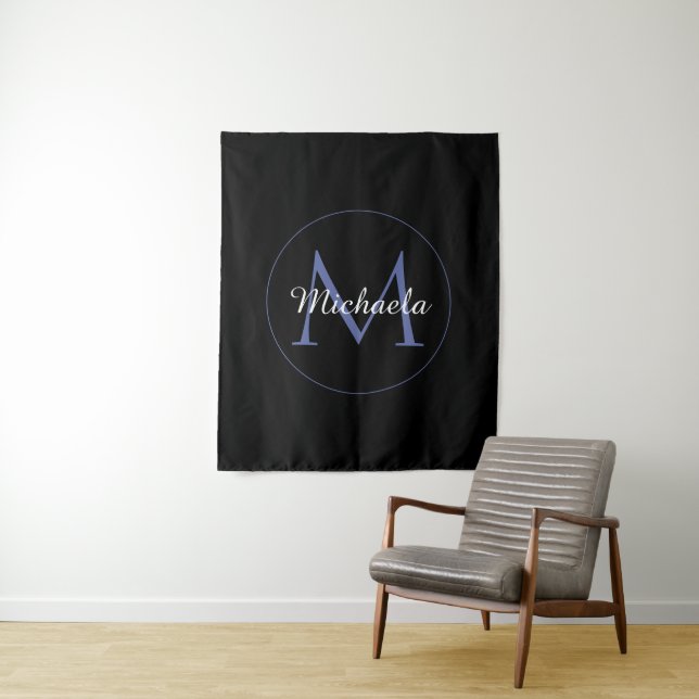 Minimalistischer Kreis moderner Monogramm-Anfangsn Wandteppich (Beispiel)