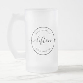 minimalistischer Kreis-Monogramm-Name Mattglas Bierglas