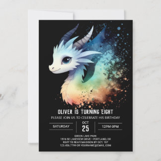 Minimalistischer kühner Drache Geburtstag Einladung