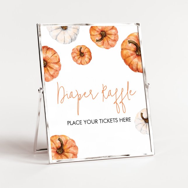 Minimalistischer Kürbis-Windelwischer Poster (Minimalist Pumpkin Baby Shower Diaper Raffle Sign)