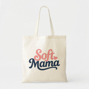 Minimalistischer Kursiver "Soft Mama"-Schriftdesig Tragetasche