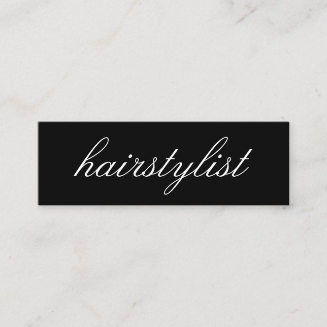 Minimalistischer kursiver Text | Friseurin Mini Visitenkarte (Vorderseite)