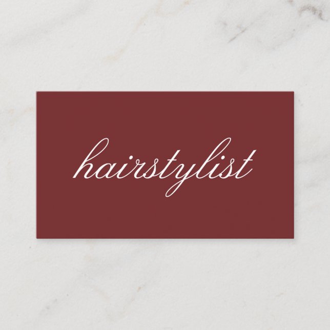 Minimalistischer kursiver Text | Friseurin Visitenkarte (Vorderseite)