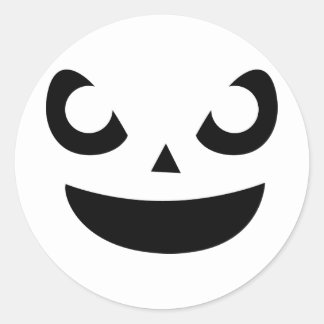 Minimalistischer, lächelnder Pumpkin-Gesichtsticke Runder Aufkleber