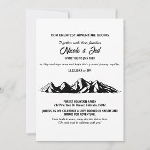 Minimalistischer Lässiger Berg Outdoor-Hochzeit Einladung